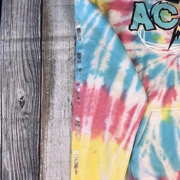 AC/DC  Multi-Color Tie Dye Long Sleeve Hoodie Sz L - Picture 4 of 10